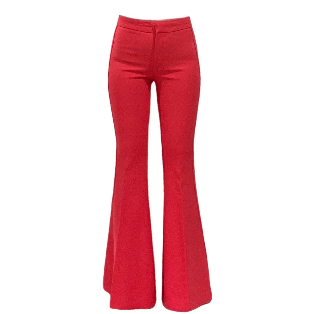 Victoria Beckham Red Flared High-Waist Pants